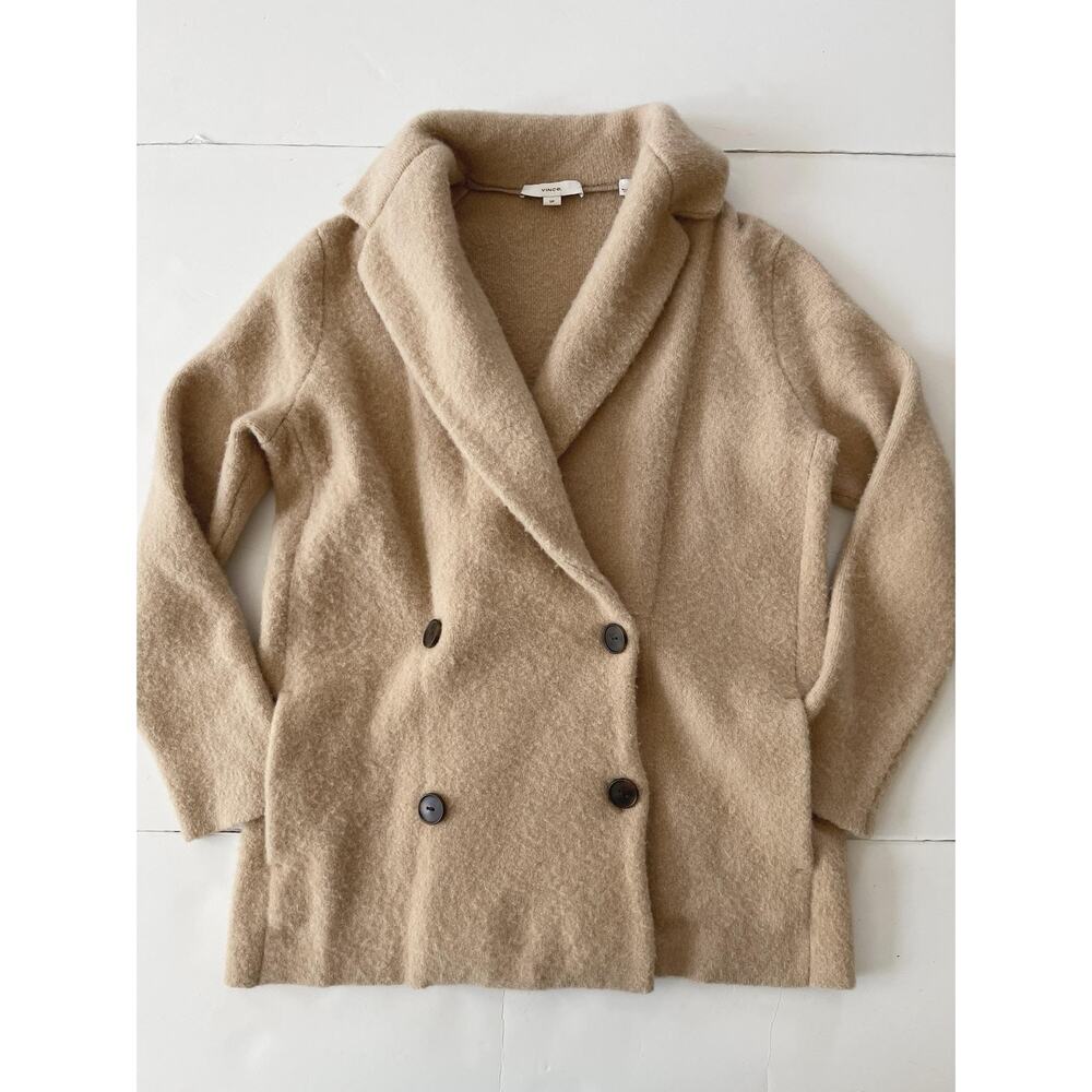 Vince Double Breasted Jacket Women S Beige Wool Alpaca Shawl Collar Buttons